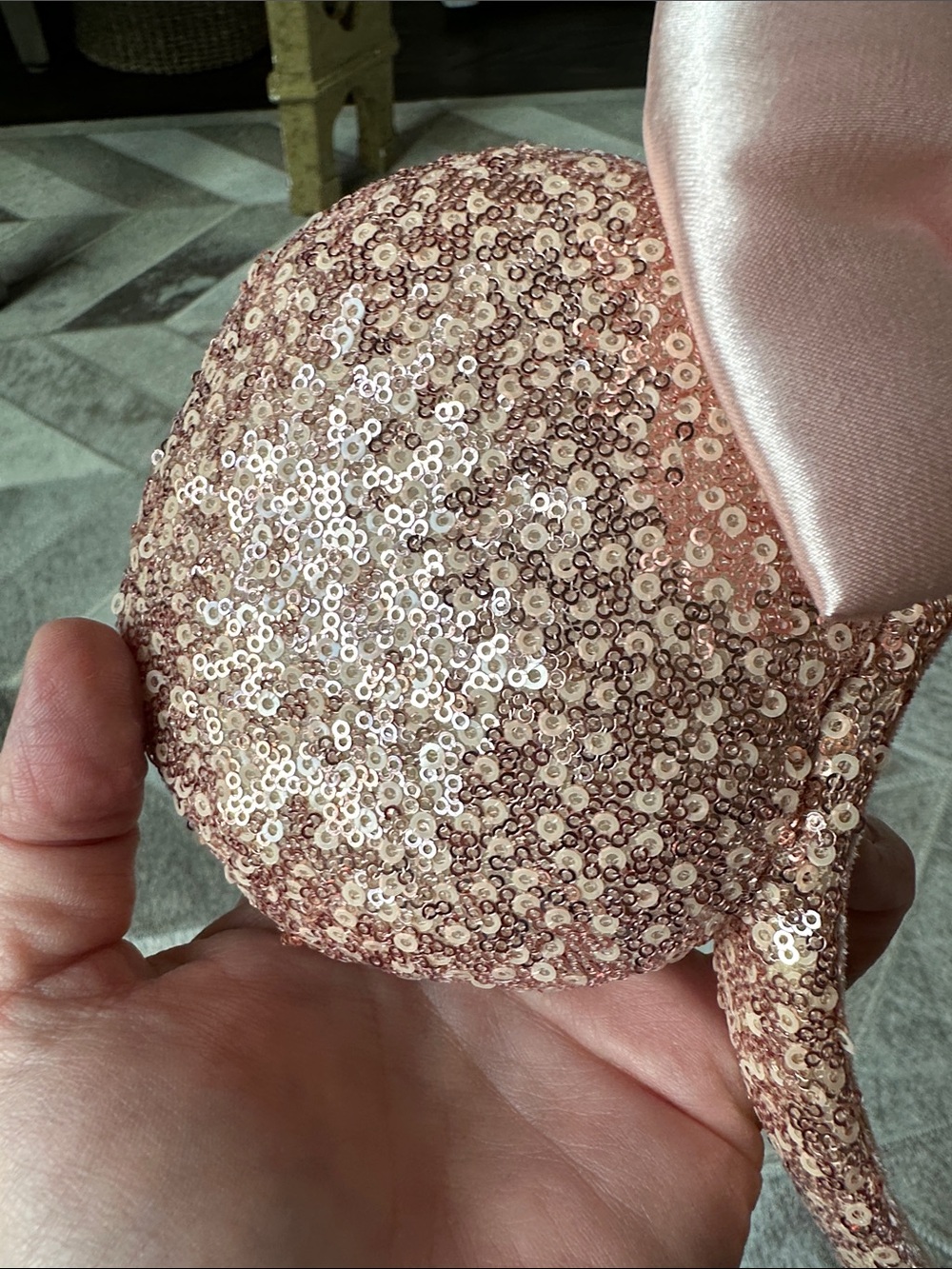Disney Rose Gold Sequin Minnie Ears Headband with Satin Bow - Picture 2 of 4